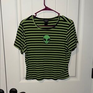 Midnight hour alien Green and Black Striped Crop Top
